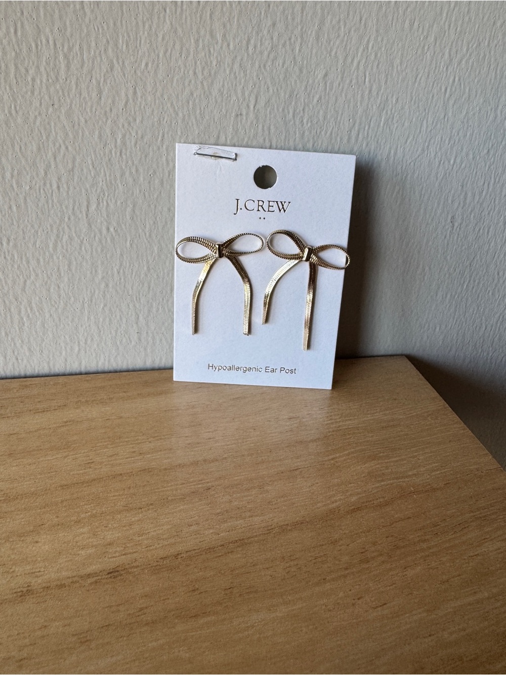 NWT! J. CREW FACTORY Metallic Bow Earrings, Gold - Picture 11 of 14